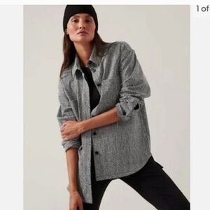 Athleta Textured Shirt Jacket large Braiden Black White #882490